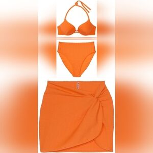 32C/XS/S VS Swim Bombshell PushUp Bikini Top High Waist Sarong Bikini Set